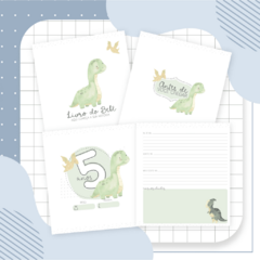 Kit Livro do Bebê + Caderneta de Saúde e Vacinação Menino - Tema Dinossauro - Fazendo Arte e Mimos - Papelaria personalizada / Encadernação artesanal/ Velas e home spray