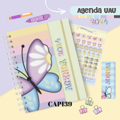 Agenda Uau Datada 2024 - 1 DPP (1 dia por página) - com horário - Fazendo Arte e Mimos - Papelaria personalizada / Encadernação artesanal/ Velas e home spray