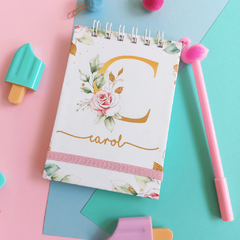 Kit Caderno Pautado A5 + Bloco A6 (folhas brancas) - Capa Alfabeto com Rosas na internet