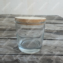 Vaso / Recipiente Camila Fashion Con Tapa Madera de Pino 9x9cm (290grs)