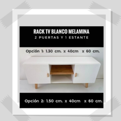 RACK TV MELAMINA BLANCO. 2 PUERTAS Y UNA DIVISIÓN EN PARAÍSO