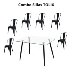 Combo: Mesa de vidrio Templada + Sillas TOLIX - comprar online