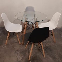 Combo: Mesa de vidrio redonda Eames + 4 Sillas Eames - tienda online