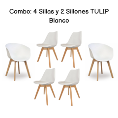 COMBO: 4 SILLAS Y 2 SILLONES TULIP