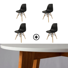 Imagen de COMBO: MESA ESCANDINAVA LAQUEADAS + 4 SILLAS EAMES