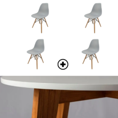 COMBO: MESA ESCANDINAVA LAQUEADAS + 4 SILLAS EAMES