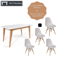 Combo: Mesa Esc. BLANCA + 4 Sillas Eames en internet