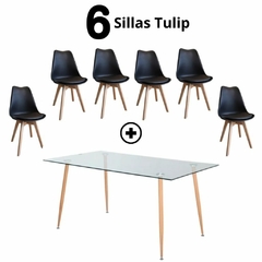 Combo: Mesa de vidrio Templada + Sillas Tulip - comprar online