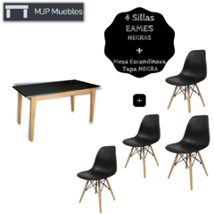 Combo: Mesa Esc. NEGRA + 4 Sillas Eames - tienda online