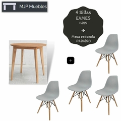 Combo Nórdico: Mesa redonda Paraíso + 4 Sillas Eames - MJPMUEBLES