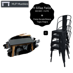 Combo: Mesa Esc. NEGRA y 4 Sillas TOLIX - tienda online