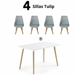 Combo: Mesa Nórdica Eames rectangular comedor + 4 Sillas Tulip - comprar online