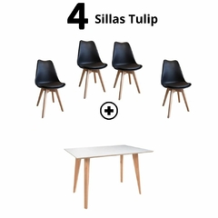 Combo: Mesa Esc. BLANCA + 4 Sillas TULIP - tienda online