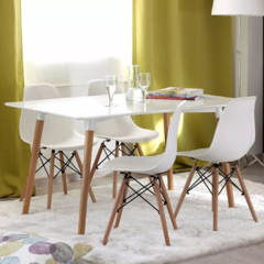 Combo: Mesa Nórdica Eames rectangular comedor + 4 Sillas Eames