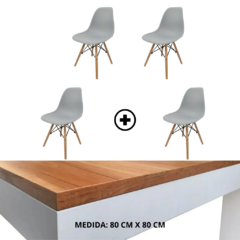 Imagen de COMBO: MESA PARAÍSO Y PATAS LAQUEADAS BLANCAS + 4 SILLAS EAMES