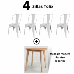 Combo Nórdico: Mesa redonda Paraíso + 4 Sillas Tolix - comprar online