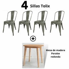 Combo Nórdico: Mesa redonda Paraíso + 4 Sillas Tolix en internet