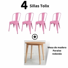 Combo Nórdico: Mesa redonda Paraíso + 4 Sillas Tolix - tienda online