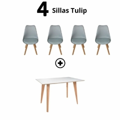 Combo: Mesa Esc. BLANCA + 4 Sillas TULIP en internet