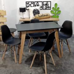 Combo: Mesa Esc. NEGRA + 4 Sillas Eames