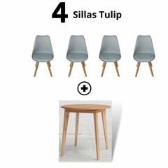 Combo Nórdico: Mesa redonda Paraíso + 4 Sillas Tulip - MJPMUEBLES