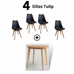 Combo Nórdico: Mesa redonda Paraíso + 4 Sillas Tulip - tienda online