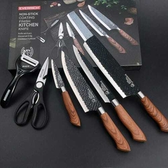 Set de cuchillos de Cocina Acero Inoxidable y carbono x 6 piezas - distribuidorajcl