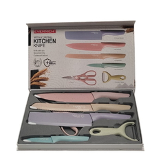 Set de cuchillos de Cocina Acero Inoxidable con carbono y cerámica x 6 piezas