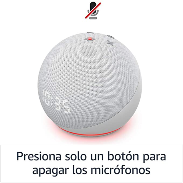 Echo Dot con Reloj 4ta Generacion Wifi Bluetooth Alexa - Blanco