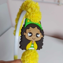 Tiara Gabby Pompom Verde e Amarela - comprar online