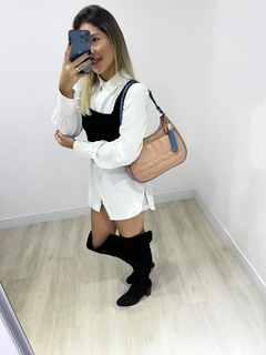 Bolsa Lu em couro nude/azul - comprar online