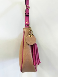 Bolsa Lu em couro nude/rosa - Joice Casa Bo Bolsas