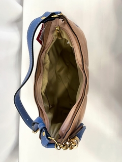 Bolsa Lu em couro nude/azul - loja online