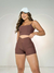 CONJUNTO SHORT E TOP CRUZADO MARROM na internet