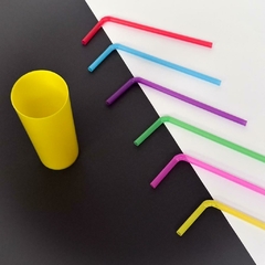 100 Canudo Flexível Milk Shake Colorido 23cm X 8mm Strawplast - comprar online