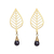 Aretes hoja con gota de amatista