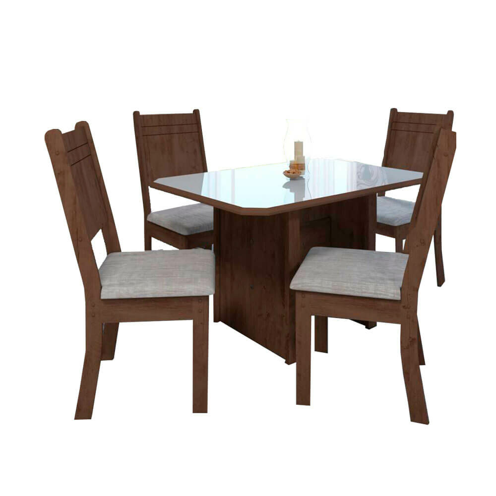 Conjunto Mesa de Jantar e 4 Cadeiras Karla Indekes