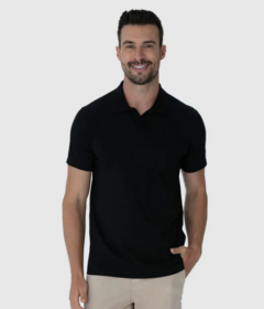 Camisa Polo Preta Algodão Malwee