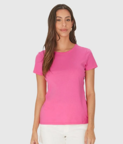 Camiseta Básica Rosa Decote Redondo Malwee