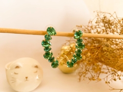 Brinco Ear Cuff, Cravejado, Pedra Zircônia, Cor Verde. 1503 - comprar online