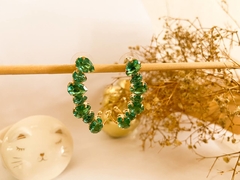 Brinco Ear Cuff, Cravejado, Pedra Zircônia, Cor Verde. 1503 na internet