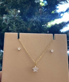 Conjunto Estrela, Banho de Ouro Amarelo. 2089