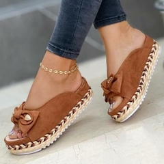 2021 Summer Women Slippers Casual Solid Color Bowknot Female Platform Slider Fashion Braided Straps Outdoor Lady Sandals na internet