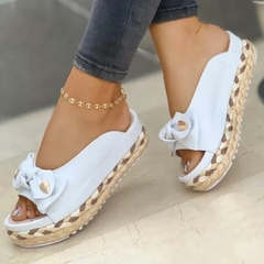 2021 Summer Women Slippers Casual Solid Color Bowknot Female Platform Slider Fashion Braided Straps Outdoor Lady Sandals - comprar online