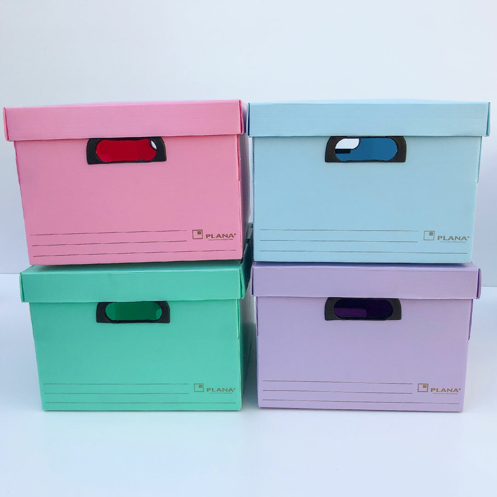 Cajas plásticas con tapa color pastel