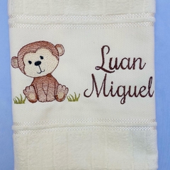 Toalha Lavabo Bordada Personalizada Infantil 30 x 45 cm – Macaco Bebê - comprar online