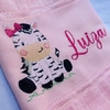 Toalha Lavabo Bordada Personalizada Infantil 30 x 45 cm - Safari: Zebra