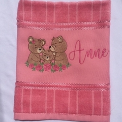 Toalha Lavabo Bordada Personalizada Infantil 30 x 45 cm - Família Urso - comprar online