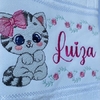 Toalha Lavabo Bordada Personalizada Infantil 30 x 45 cm - Gatinha Jardim Encantado