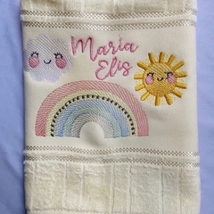 Toalha Lavabo Bordada Personalizada Infantil 30 x 45 cm – Arco-íris - loja online